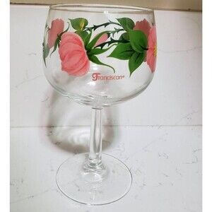 Franciscan Desert Rose Wine Glass Water Goblet 6.5" 10 oz Vtg Floral Grannycore